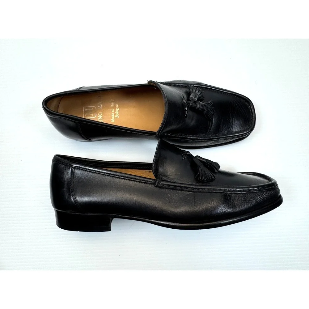 Bruno Magli Tomas Tassel Loafer Mens 8.5 EUC Black Leather Slip-On Italy Comfort